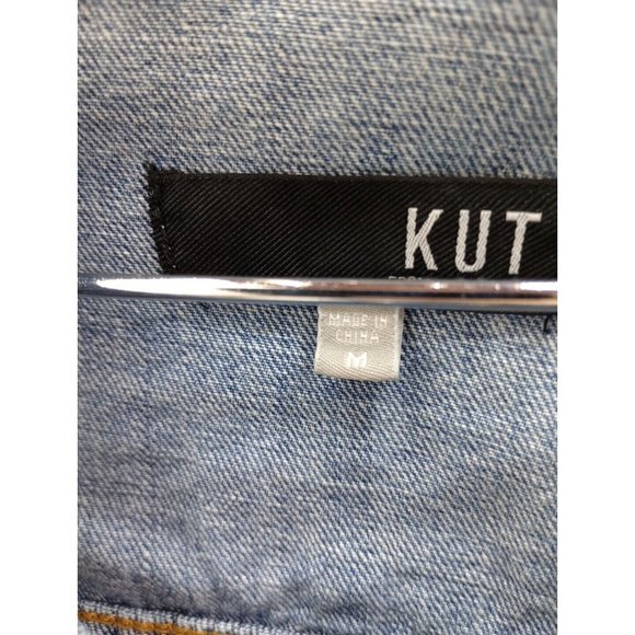 KUT From The Kloth AMELIA Distressed Denim Jean Jacket Size Medium - Picture 7 of 15